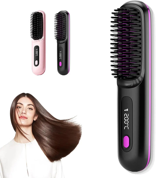 Mini electric straightening brush