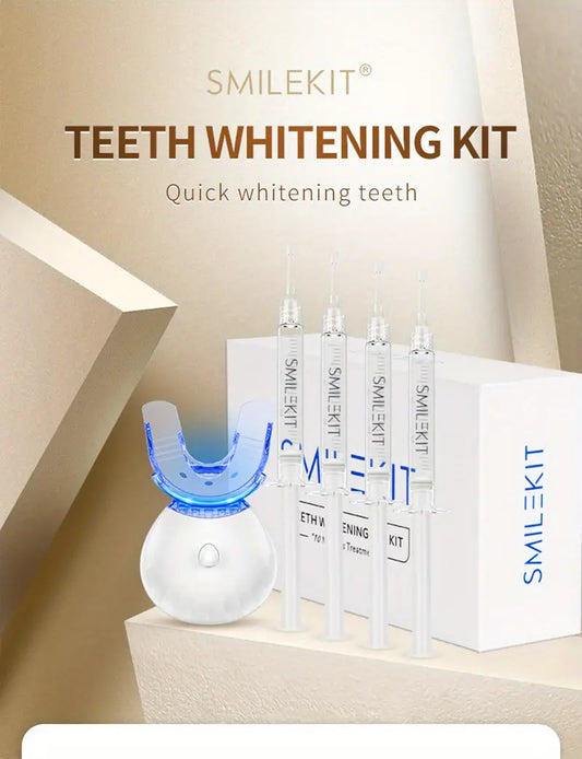 Teeth Whitening Kit with LED Light and Gel (4pcs)